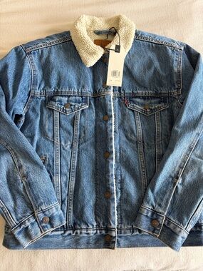 Levi's Blue Denim Jacket with Cream Sherpa Collar